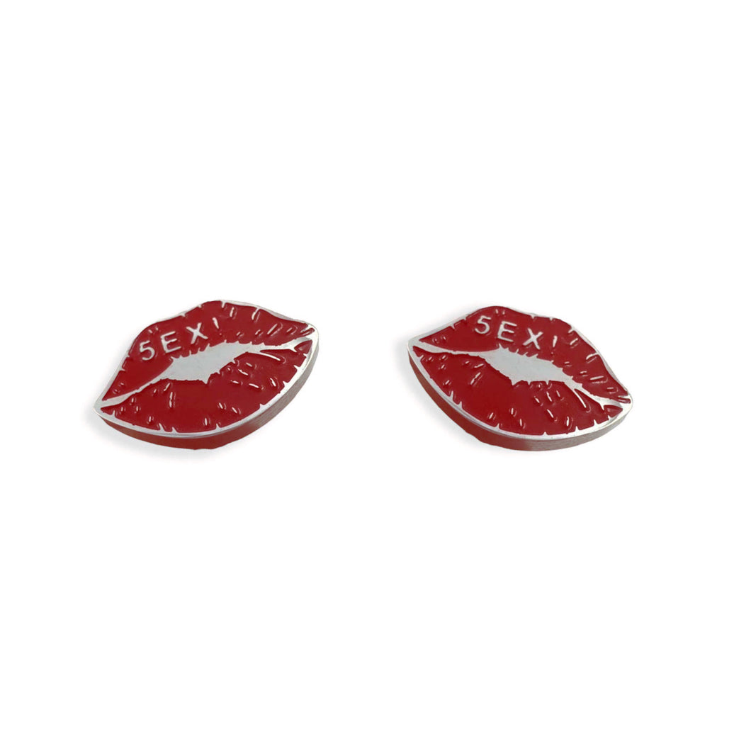 5EX! Kiss decal stud earrings